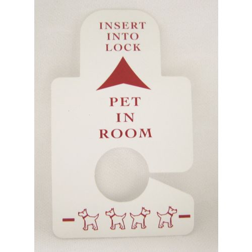 Sign - Pet In Room, White/Blue & Red Print